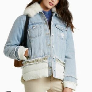 NWT Desigual Denim Jacket With Fur Collar